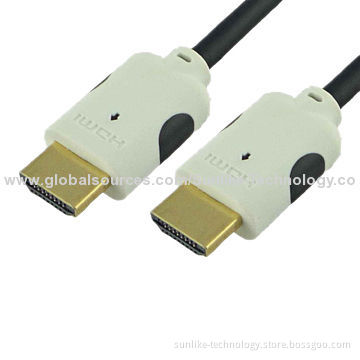 HDMI Cables, Double Color Molding, with 24K Gold-plated Connector